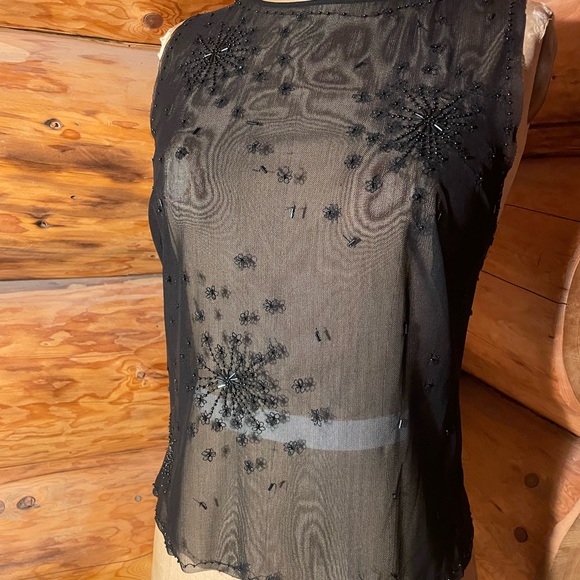 Black Sheer Tie-Back Top - Picture 2 of 8